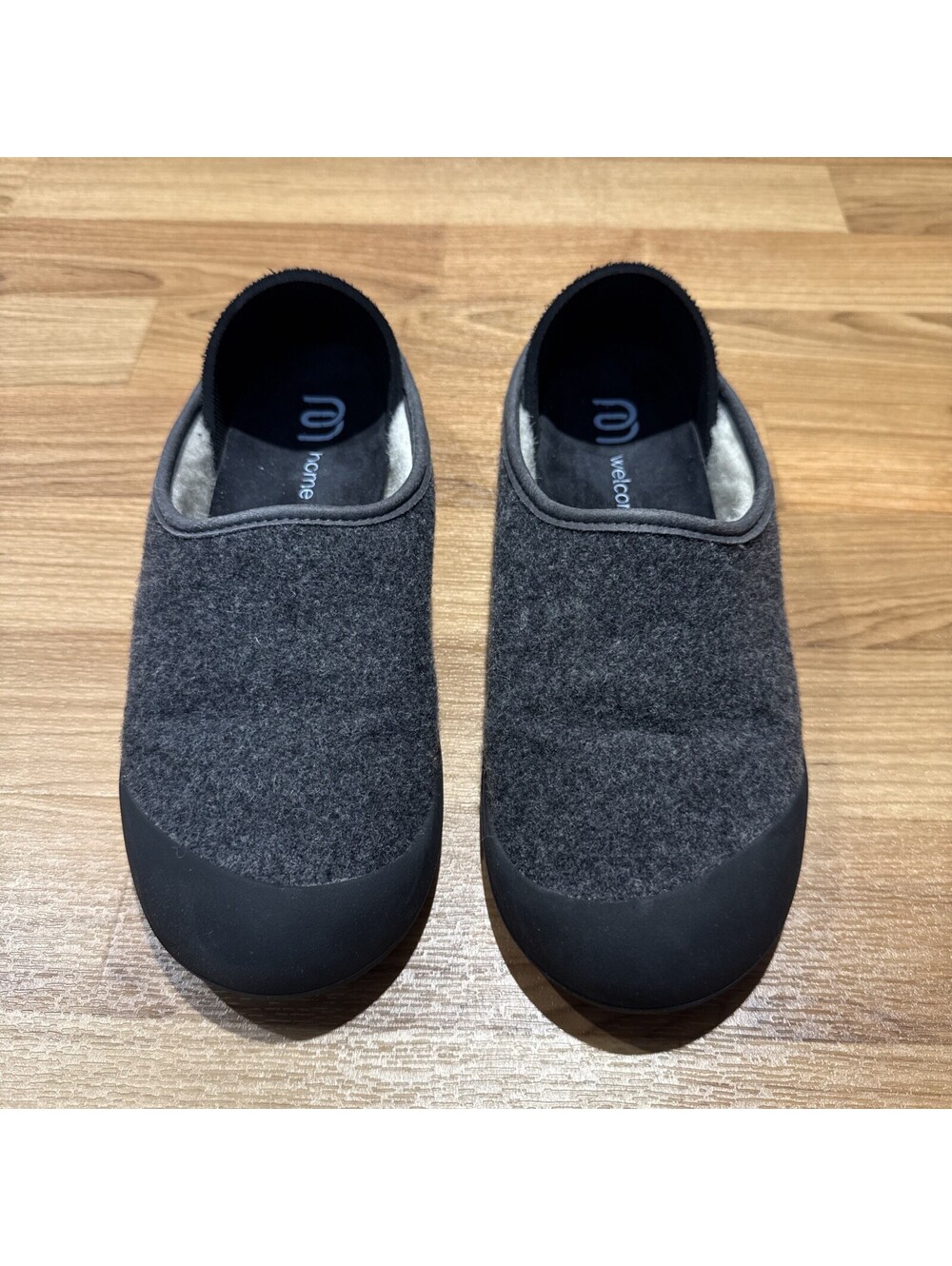 Mahabis Classic Slippers Size EU 39 US 6.5 Mens 100% wool lining Charcoal Gray